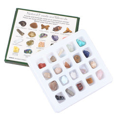20 types of natural crystal mineral specimens mixed with gemstones