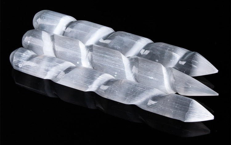5 natural Moroccan Selenite column massage sticks