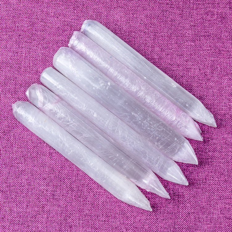 5 natural Moroccan Selenite column massage sticks