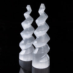 Natural Selenite Unicorn Horn Spiral