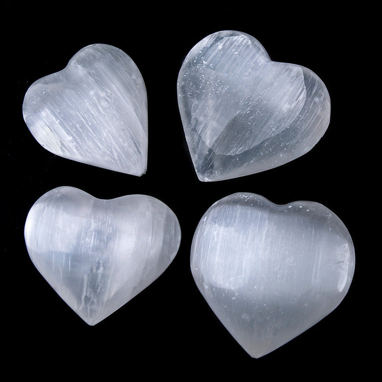Natural Selenite Heart-Shaped Crystal Ornament