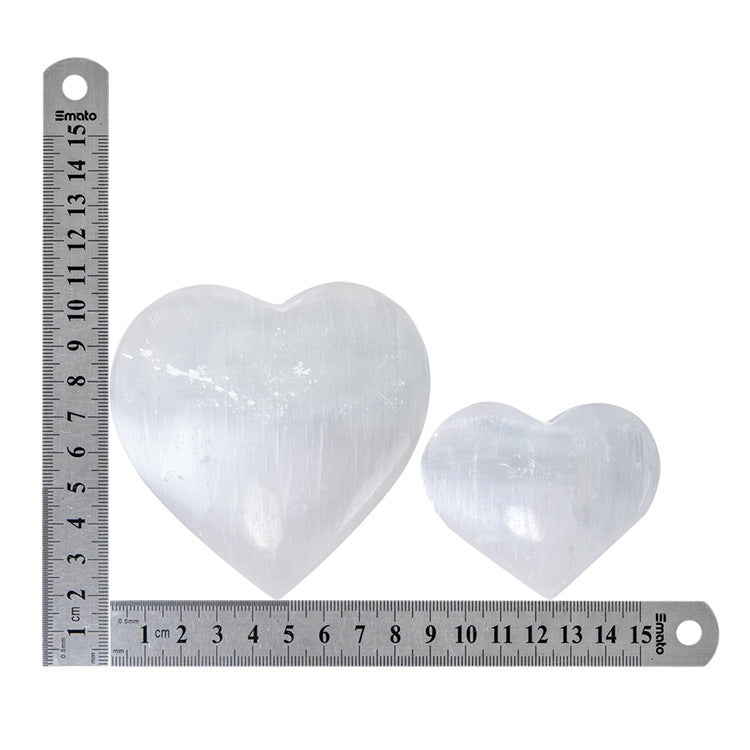 Natural Selenite Heart-Shaped Crystal Ornament