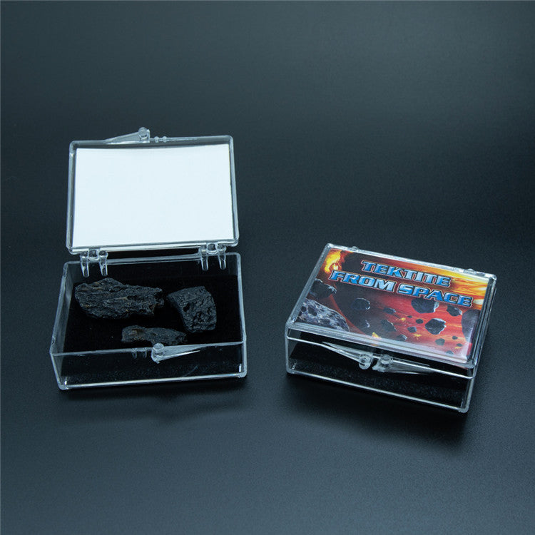 Natural black meteorite Lei Gong Mo rough stone Mineral specimen in acrylic box