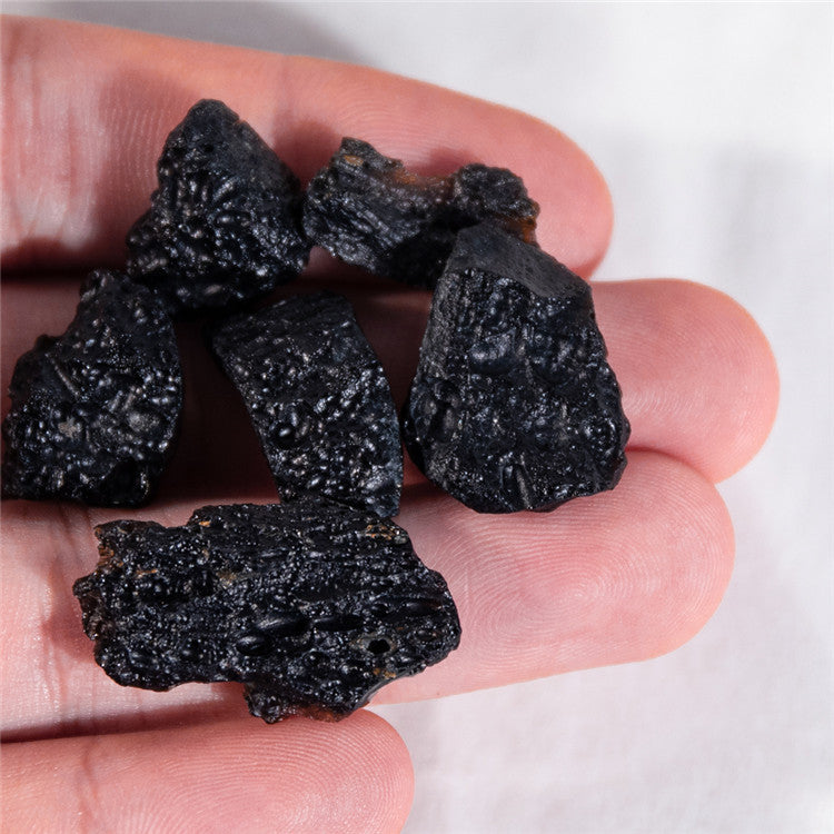Natural black meteorite Lei Gong Mo rough stone Mineral specimen in acrylic box