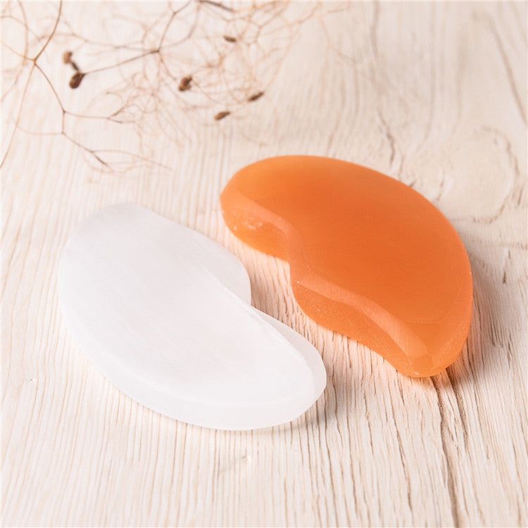 Natural Selenite Crystal Gua Sha Board Pea-Shaped Gua Sha Plate