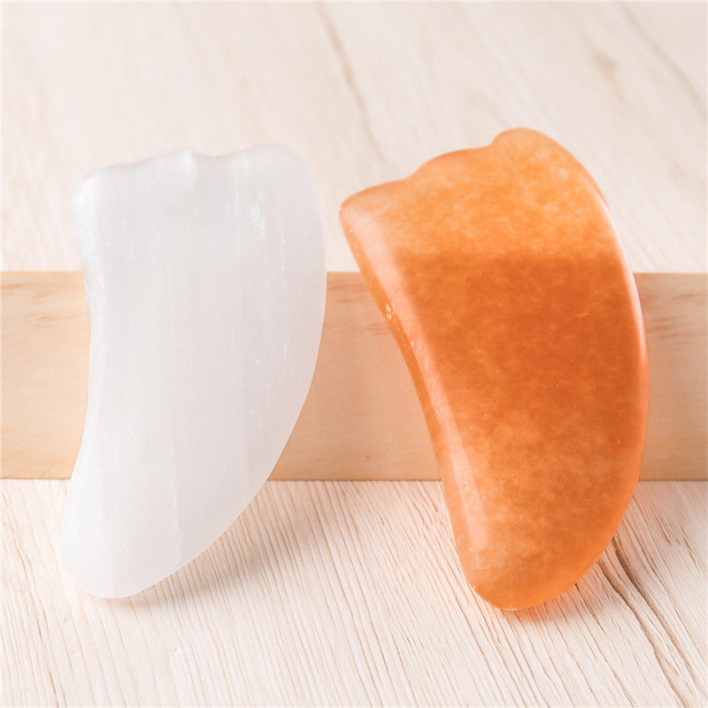 Natural Selenite Crystal Gua Sha Board Pea-Shaped Gua Sha Plate