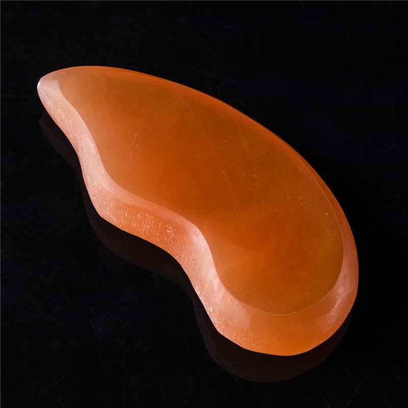 Natural Selenite Crystal Gua Sha Board Pea-Shaped Gua Sha Plate