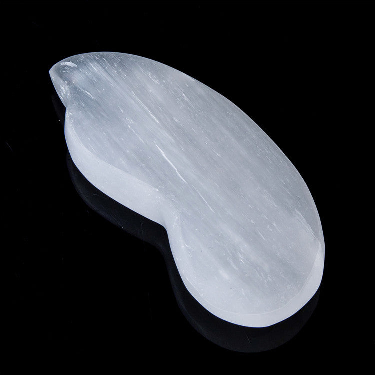 Natural Selenite Crystal Gua Sha Board Pea-Shaped Gua Sha Plate