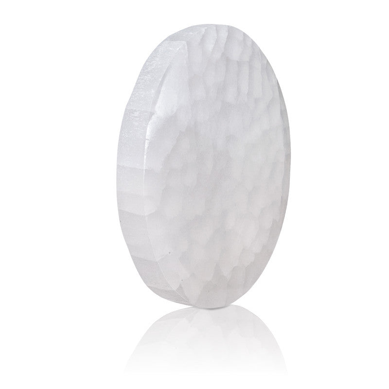 Natural Selenite Slab Geometric Round Coaster Rough Stone