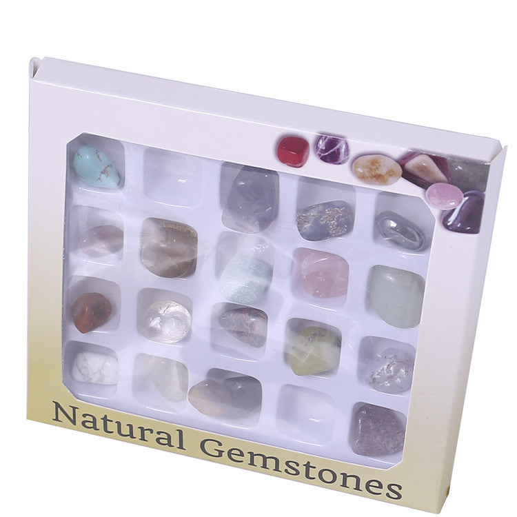 20 types of natural crystal mineral specimens mixed with gemstones
