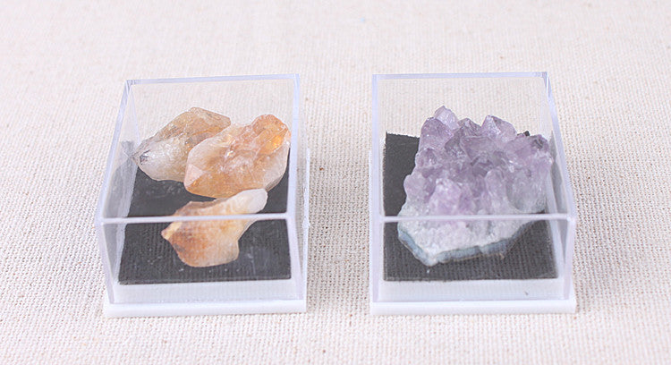 Mixed mineral natural crystal rough stone acrylic small box specimen