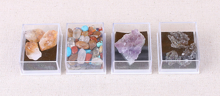 Mixed mineral natural crystal rough stone acrylic small box specimen
