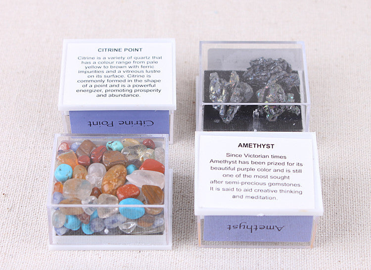Mixed mineral natural crystal rough stone acrylic small box specimen