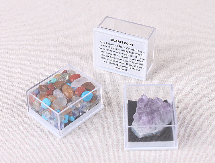 Mixed mineral natural crystal rough stone acrylic small box specimen