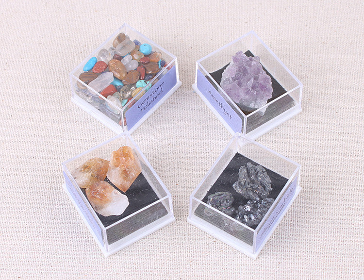 Mixed mineral natural crystal rough stone acrylic small box specimen