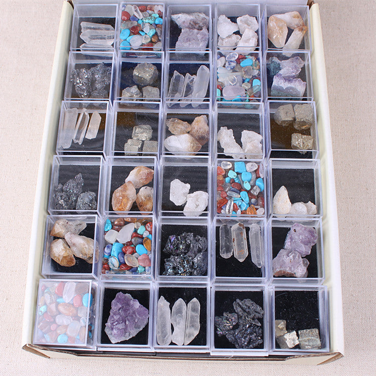 Mixed mineral natural crystal rough stone acrylic small box specimen