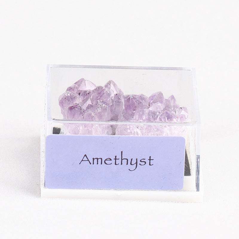 Mixed mineral natural crystal rough stone acrylic small box specimen