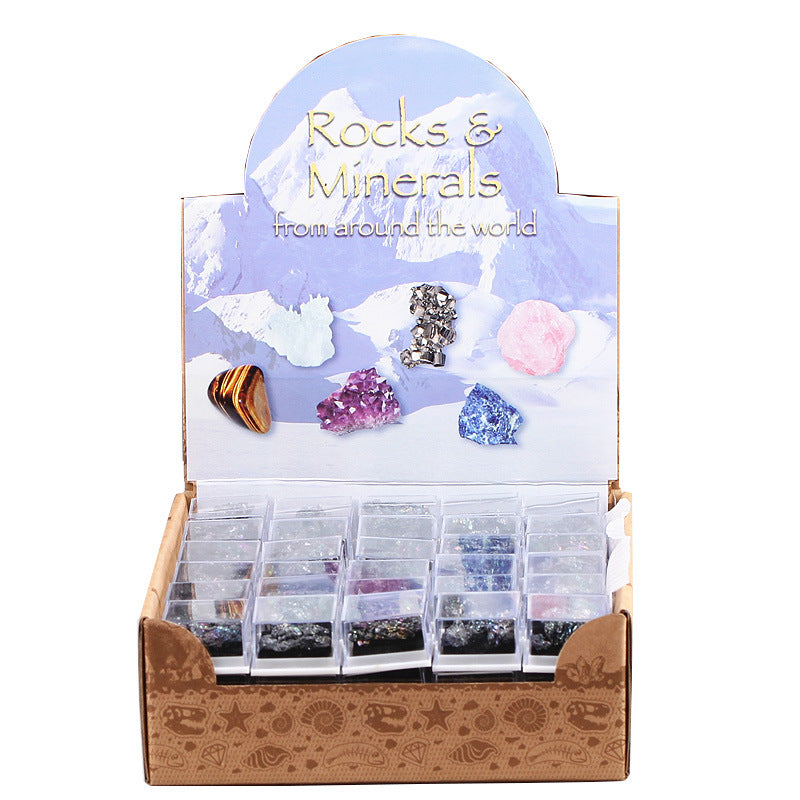 Mixed mineral natural crystal rough stone acrylic small box specimen