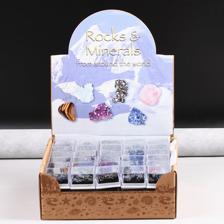 Mixed mineral natural crystal rough stone acrylic small box specimen