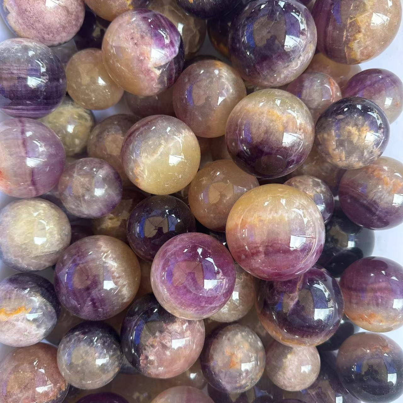 Purple yellow fluorite sphere