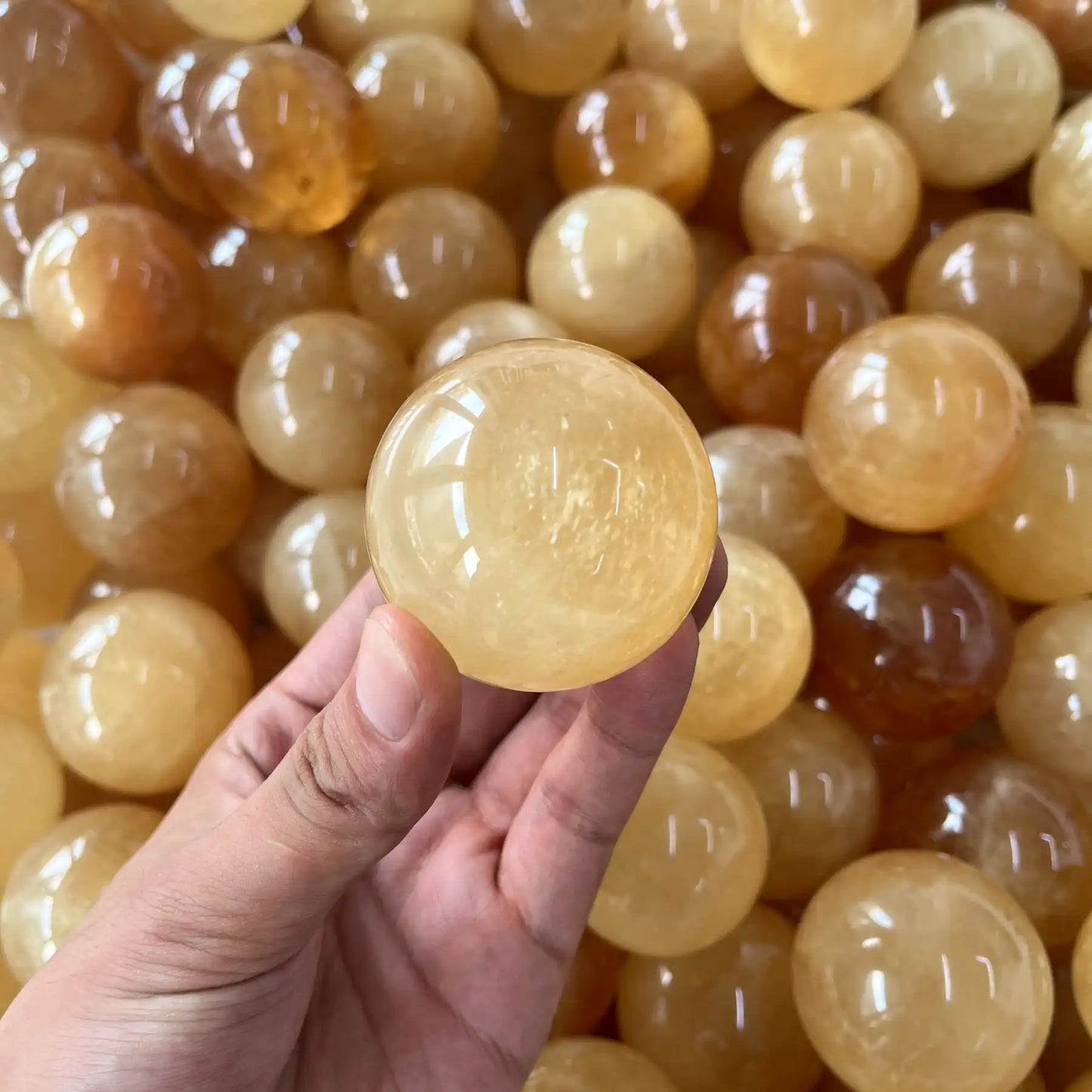 Honey Calcite Sphere