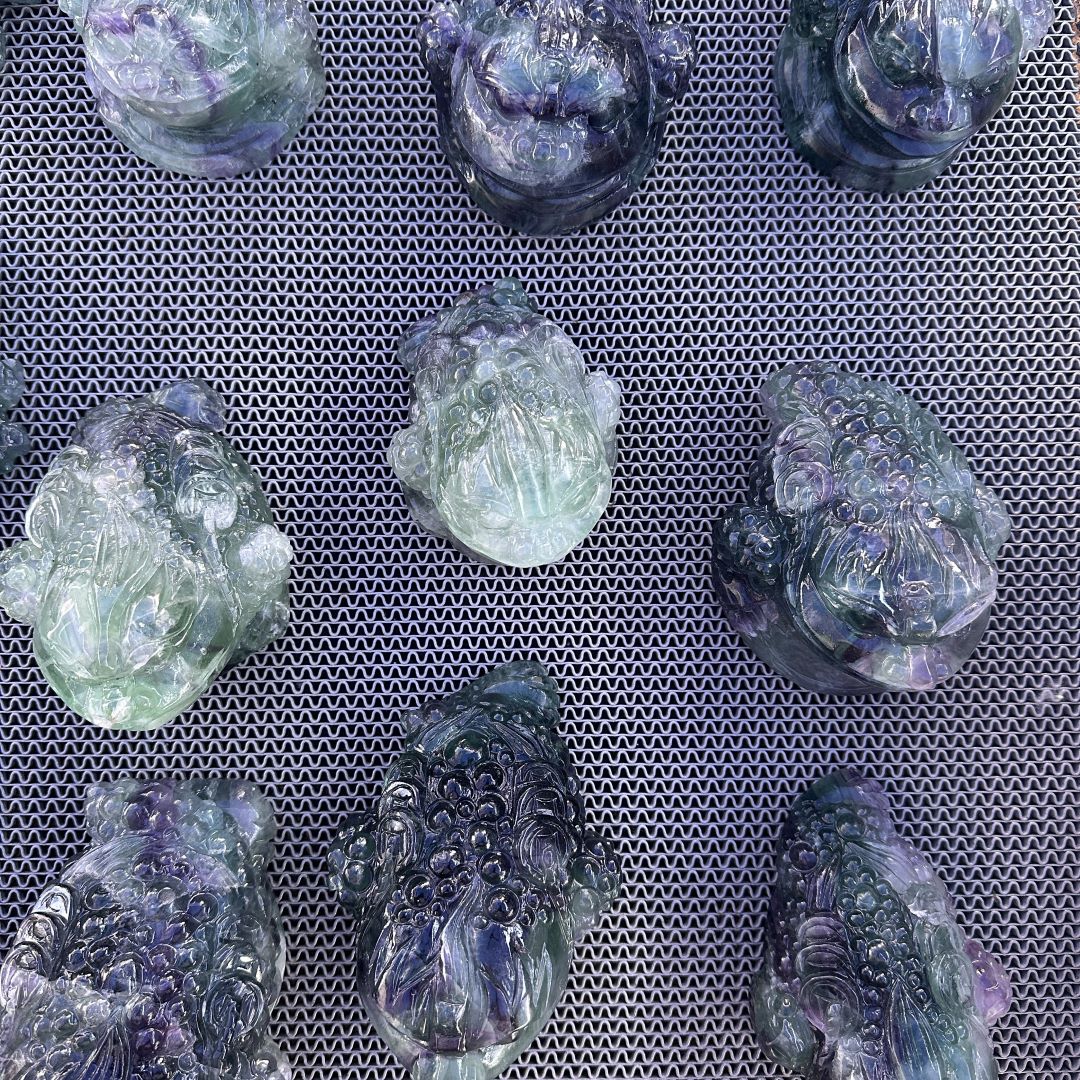 Fluorite Golden Toad Carving