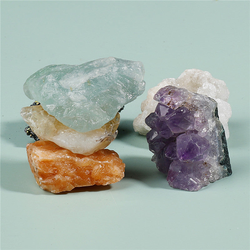 6 types of large-grain crystal mineral ore specimen boxes, raw stone geological teaching materials