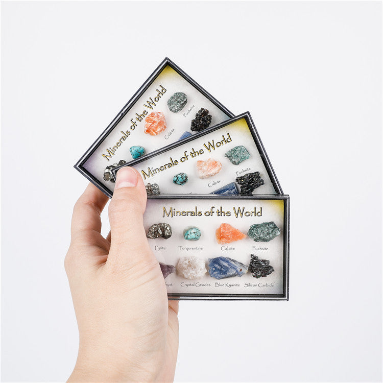 Natural crystal mineral specimens 8 types of mineral raw stones for natural geological education
