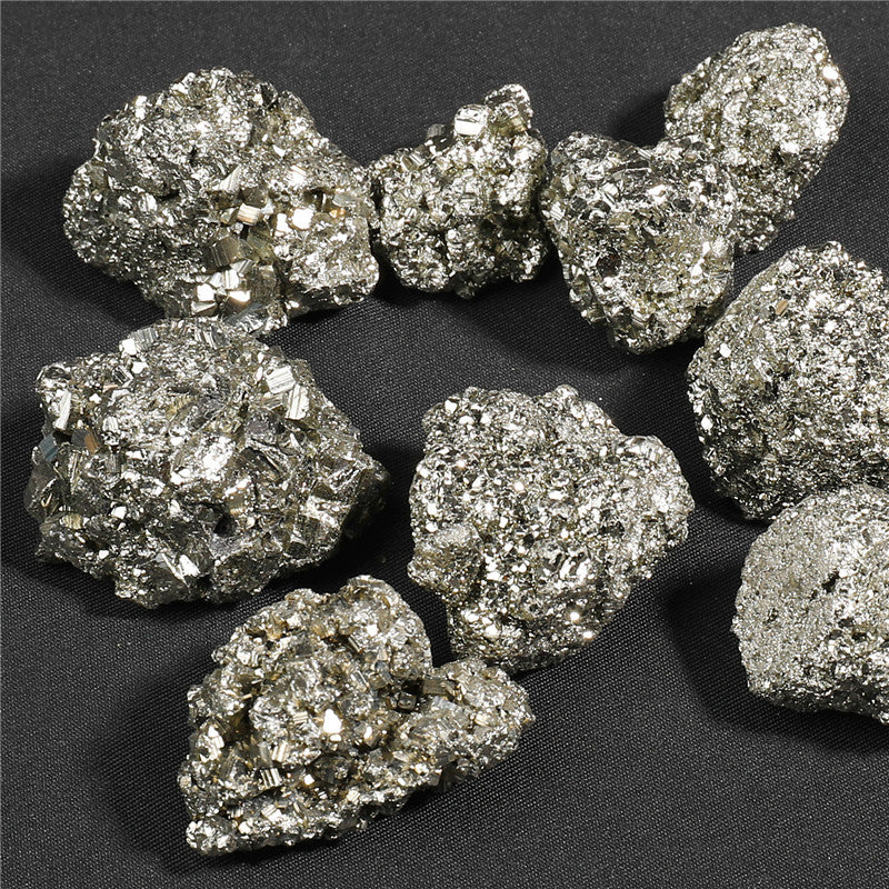 Natural pyrite raw stone crystal cluster, natural color, loose stones, small box