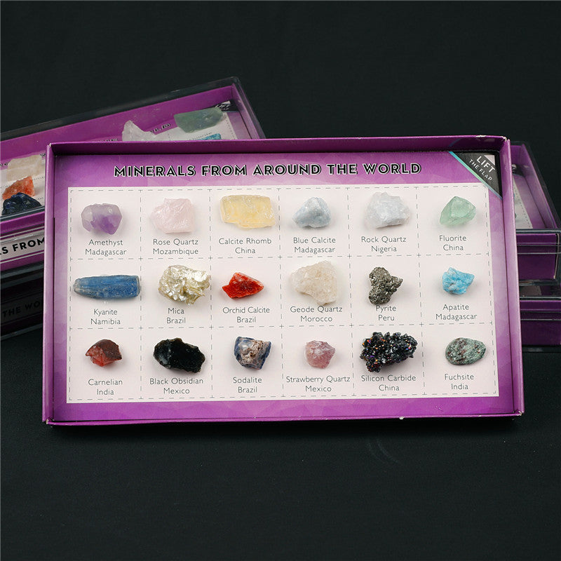 8 types of mineral rough stones, natural crystal mineral specimens, natural geological teaching materials