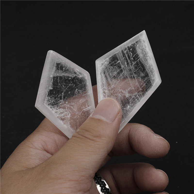 Natural Selenite Slabs Rhombic Cut Raw Stone Material