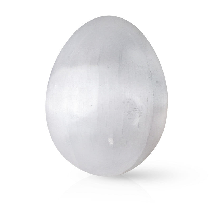 Natural white selenite egg shape