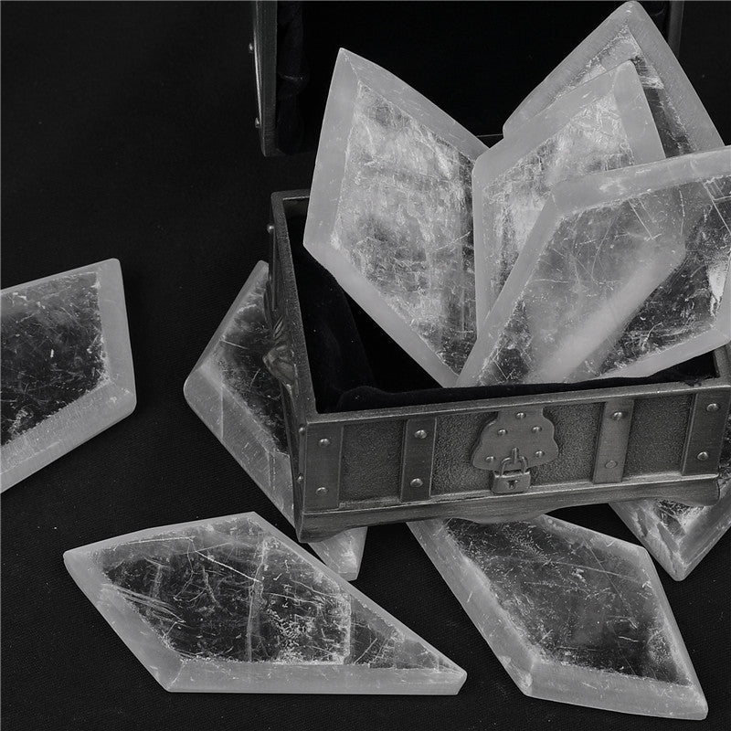 Natural Selenite Slabs Rhombic Cut Raw Stone Material