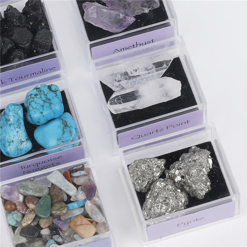 Mixed mineral natural crystal rough stone acrylic small box specimen