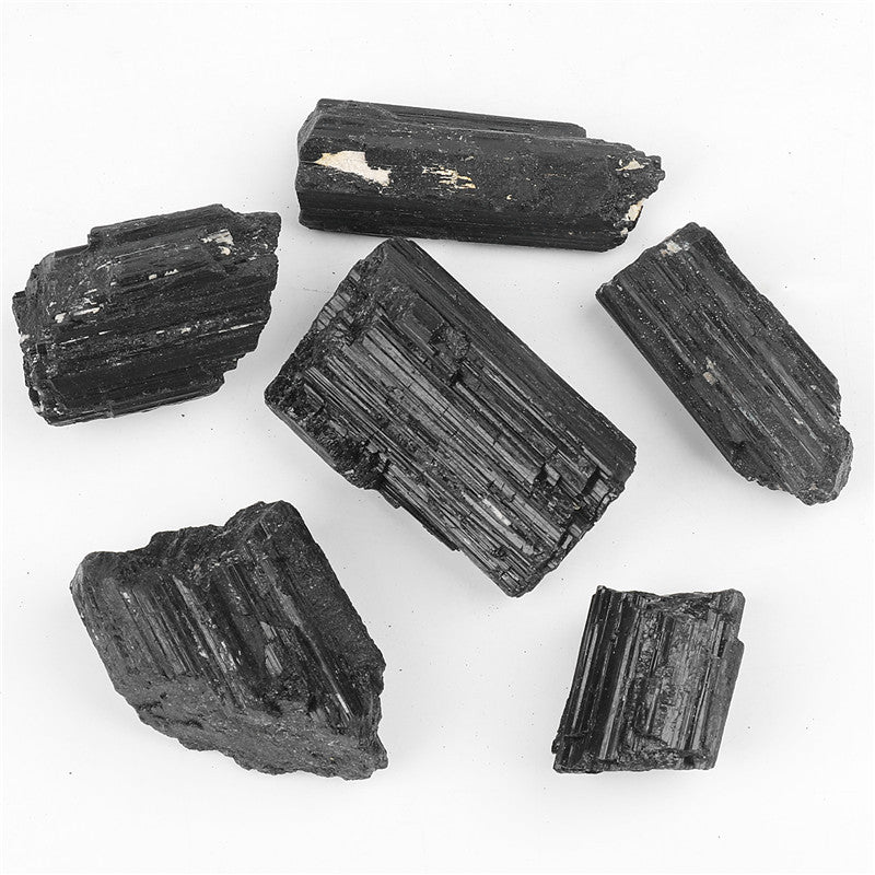 Natural black tourmaline rough stone box set