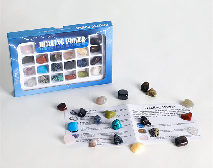 20-piece energy stone set of natural crystal mineral specimens mixed with semi-precious stones, suitable for gifts.