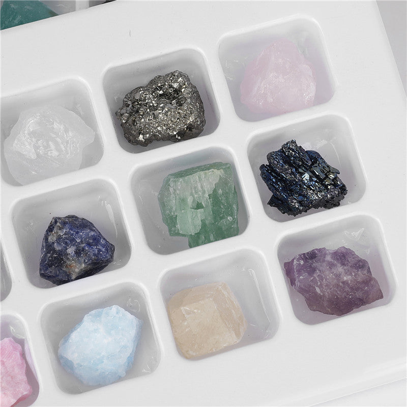 Box of 12 large crystal mineral specimens