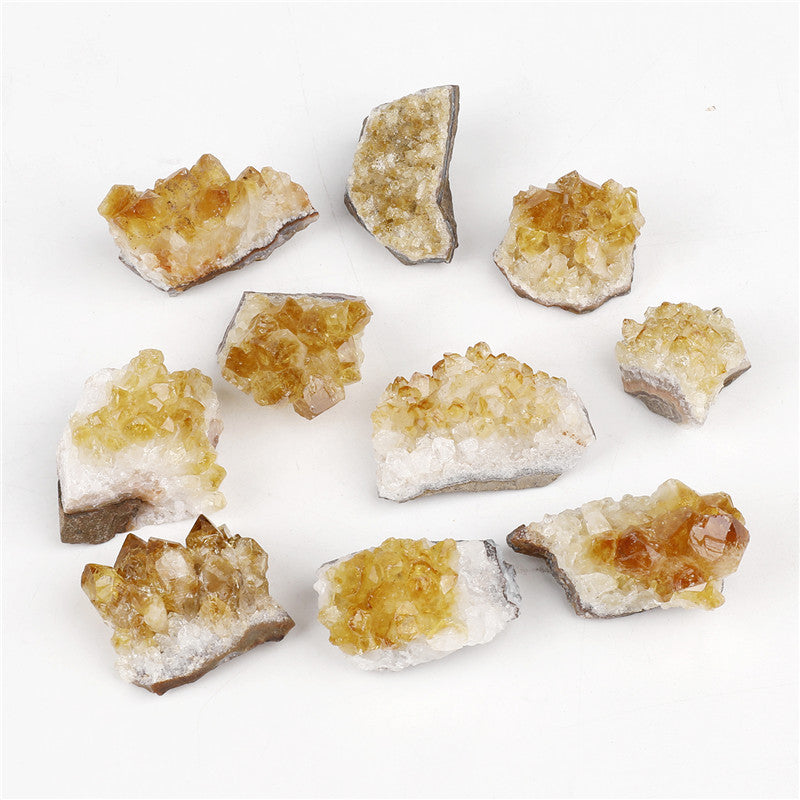 High-quality Grade A natural yellow crystal cluster rough stone box