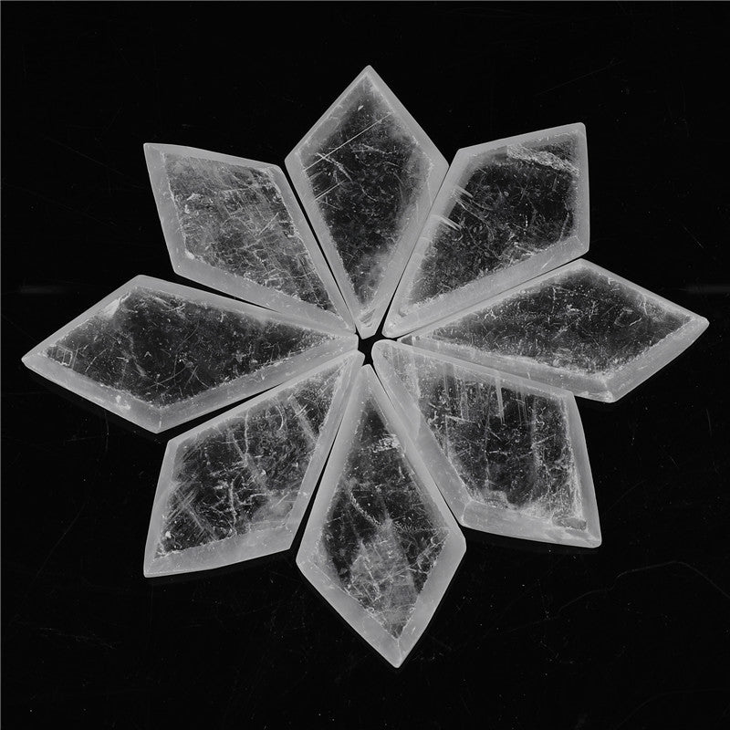 Natural Selenite Slabs Rhombic Cut Raw Stone Material