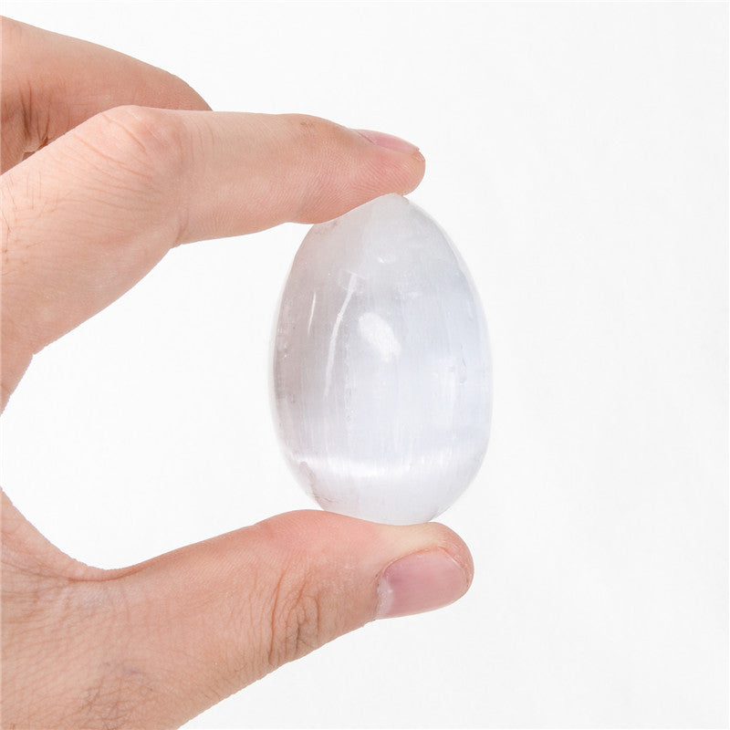 Natural white selenite egg shape