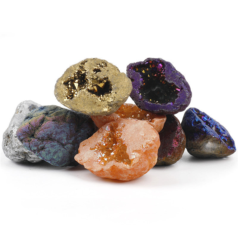 Natural crystal cave hollow agate electroplated colored box set