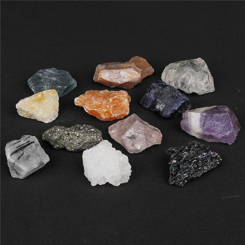 12 types of large-grain natural crystal rough stone mineral specimens for geological teaching
