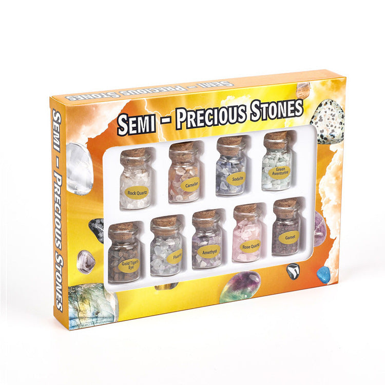 Mini bottle-shaped mineral specimen natural crystal gemstone wish bottle