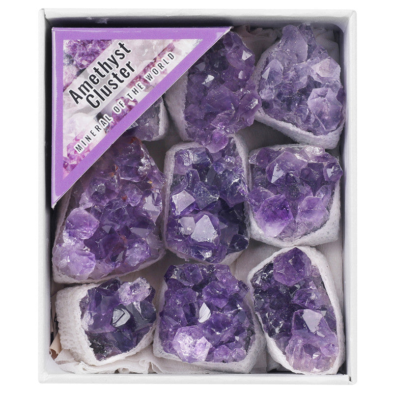 High-quality Grade A natural amethyst crystal cluster rough stone box set