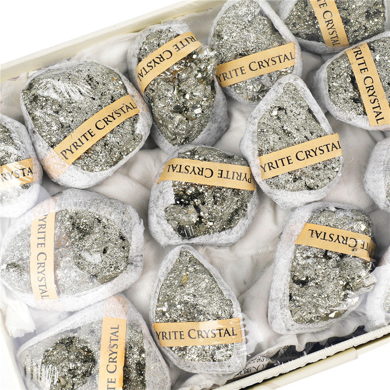 Natural pyrite rough stone box set