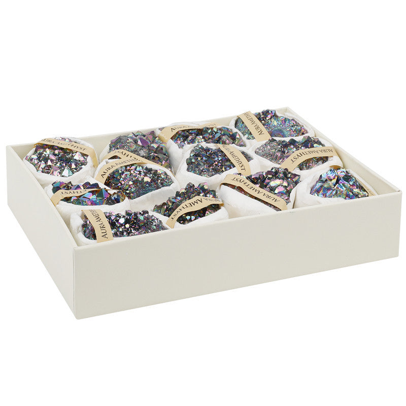 Natural Electroplated Amethyst Cluster Box