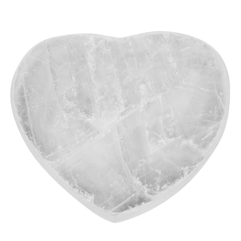 Natural Selenite Heart-Shaped Slice
