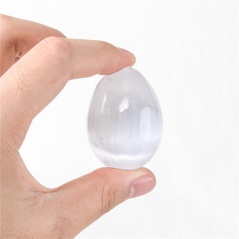Natural white selenite egg shape