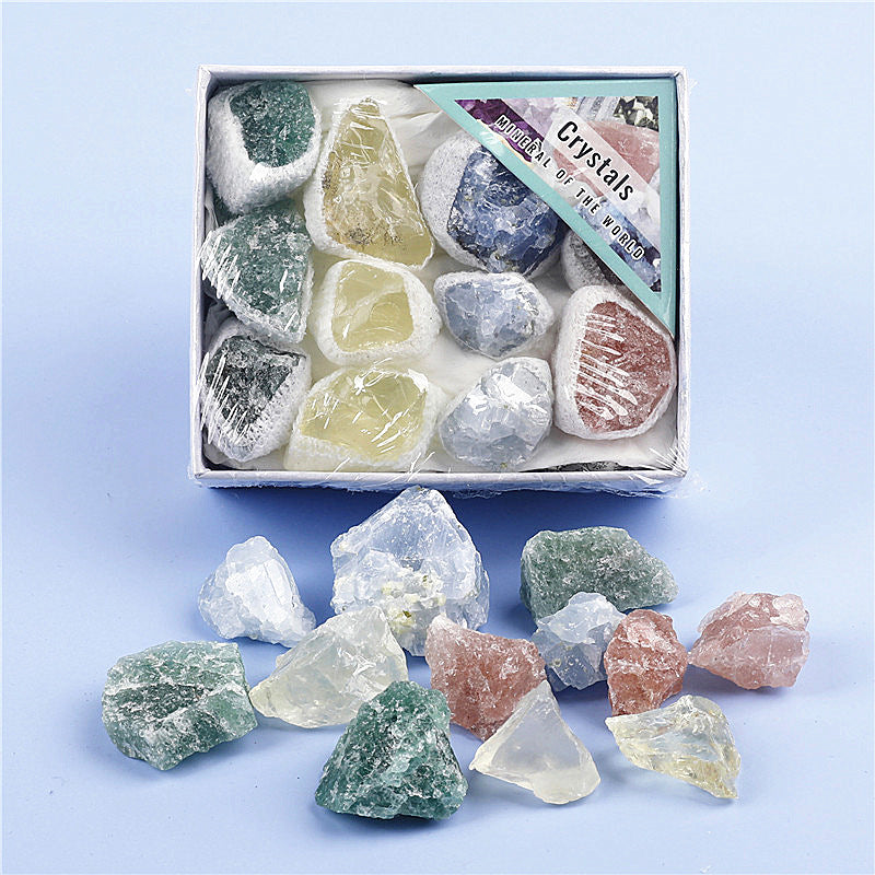Natural crystal rough stones mixed colors boxed set