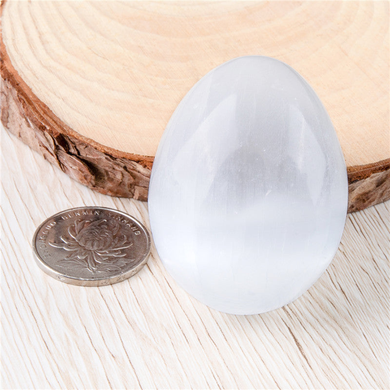 Natural white selenite egg shape